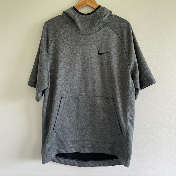 Nike Men's Dri-Fit Dark Gray Short Sleeve Hoodie Size Large - Picture 1 of 9